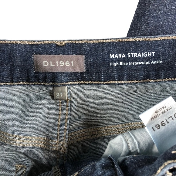 DL1961 Mara Straight High Rise Split Hem Dark Wash Ankle Jeans - Picture 3 of 11